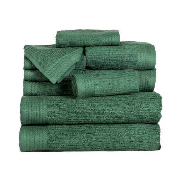 Hastings Home Hastings Home Ribbed 100 Percent Cotton 10 Piece Towel Set - Green - 408932GLU