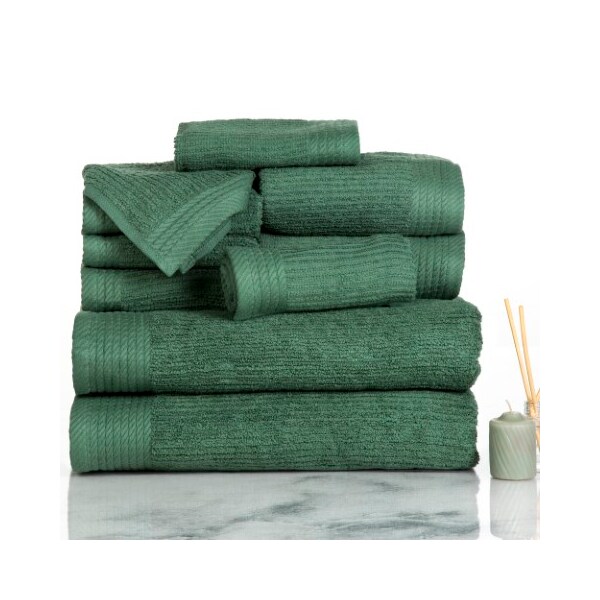 Hastings Home Hastings Home Ribbed 100 Percent Cotton 10 Piece Towel Set - Green - 408932GLU