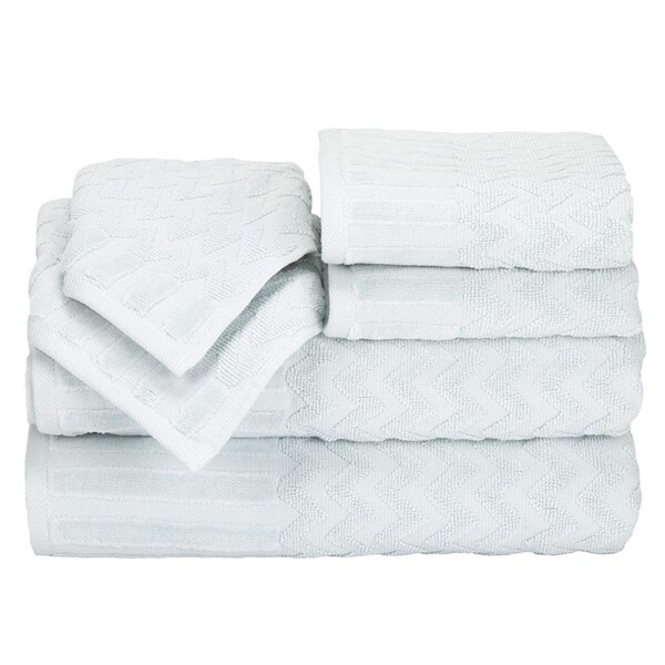 Bedford Home 6 Piece Cotton Deluxe Plush Bath Towel Set - Seafoam - 67A-27612