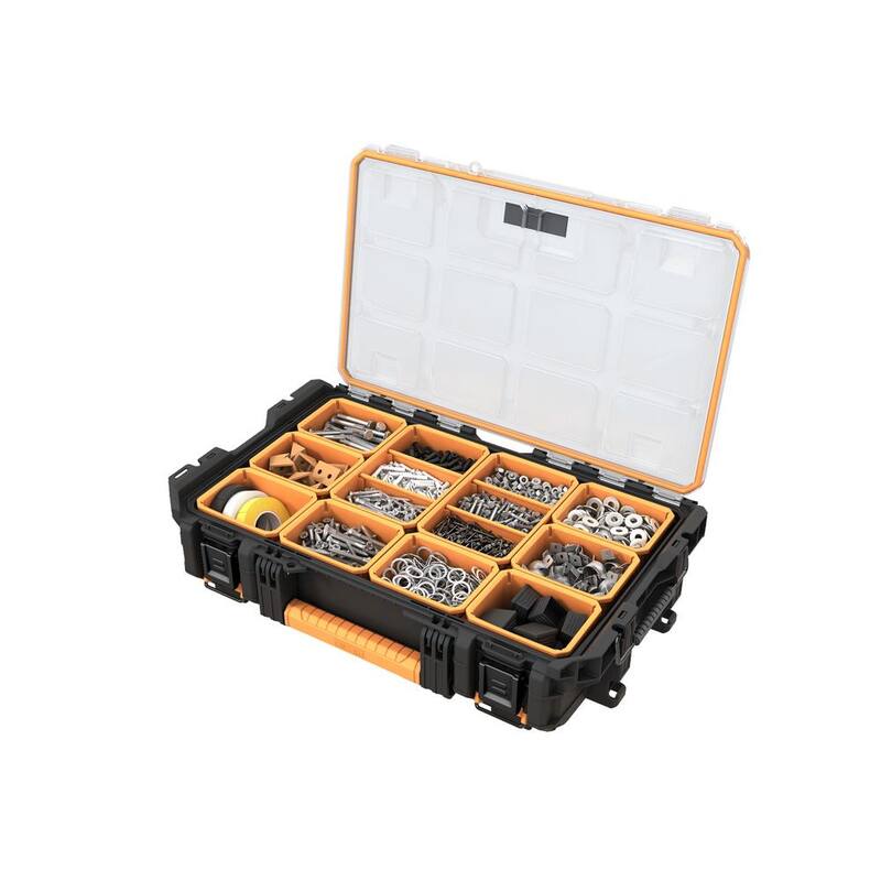 RIDGID Pro Gear System Gen 2.0 Stackable Durable Weather Resistant 10-Compartment Small Parts Organizer with Removable Bins - 238093