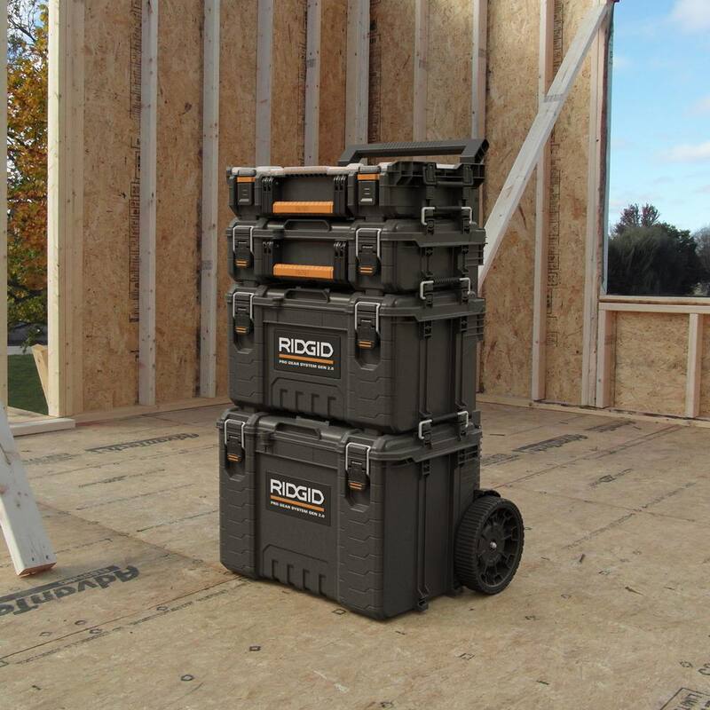 RIDGID Pro Gear System Gen 2.0 Stackable Durable Weather Resistant 10-Compartment Small Parts Organizer with Removable Bins - 238093