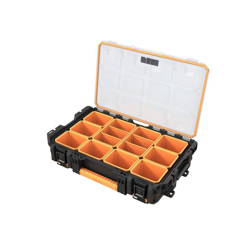 RIDGID Pro Gear System Gen 2.0 Stackable Durable Weather Resistant 10-Compartment Small Parts Organizer with Removable Bins - 238093