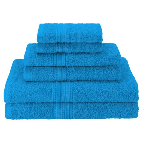 Superior Eco-Friendly 100 Percent Ringspun Cotton Towel Set - Aster Blue, 6 Pieces - EF-6 PC SET AB