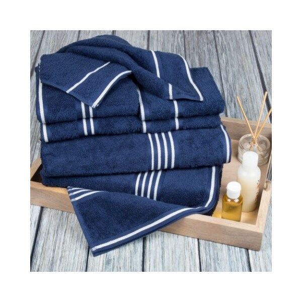 Hastings Home Hastings Home Rio 8 Piece 100 Percent Cotton Towel Set - Navy - 198727KQK