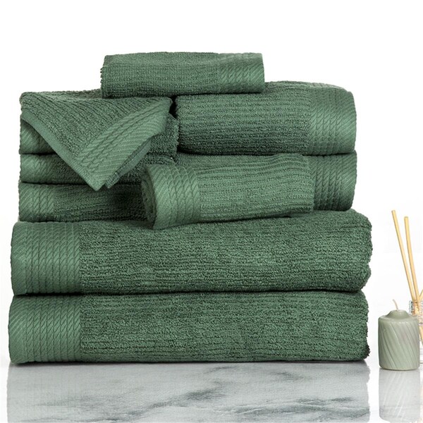 Lavish Home Lavish Home Ribbed 100 Percent Cotton Towel Set, Green, 10PK - 67-0021-G