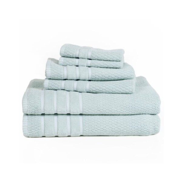 Hastings Home 6-piece 100 Percent Cotton Towel Set with 2 Bath Towels, 2 Hand Towels and 2 Washcloths (Seafoam) - 260627MMP