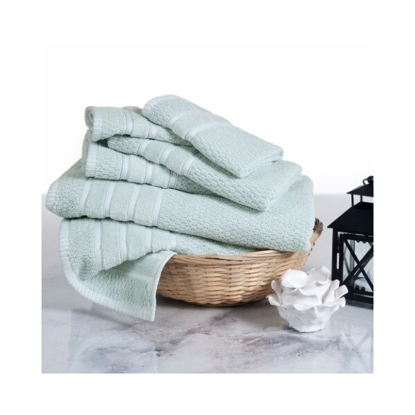 Hastings Home 6-piece 100 Percent Cotton Towel Set with 2 Bath Towels, 2 Hand Towels and 2 Washcloths (Seafoam) - 260627MMP