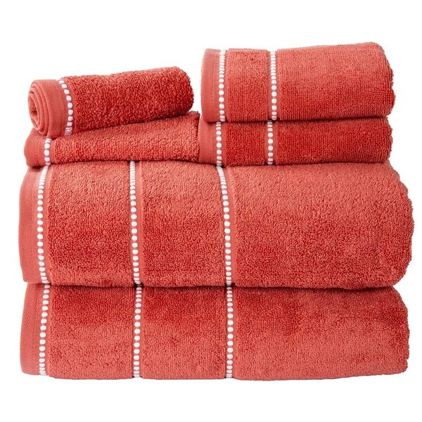 Bedford Home Quick Dry 100 Percent Cotton Zero Twist 6 Piece Towel Set, Brick - 67A-76955