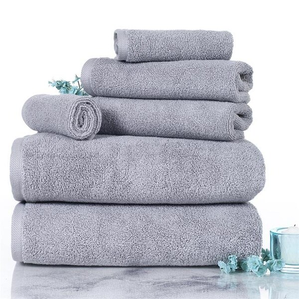 Lavish Home Lavish Home 67-0017-S 6 Piece Cotton Towel Set; Silver - 67-0017-S