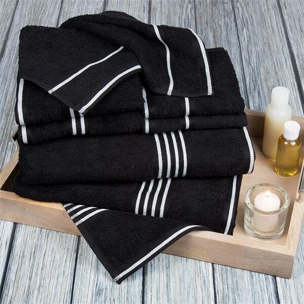 Lavish Home Lavish Home 67-0022-BL 27.5 x 53 in. Rio 100 Percent Cotton Towel Set; Black - 8 Piece - 67-0022-BL