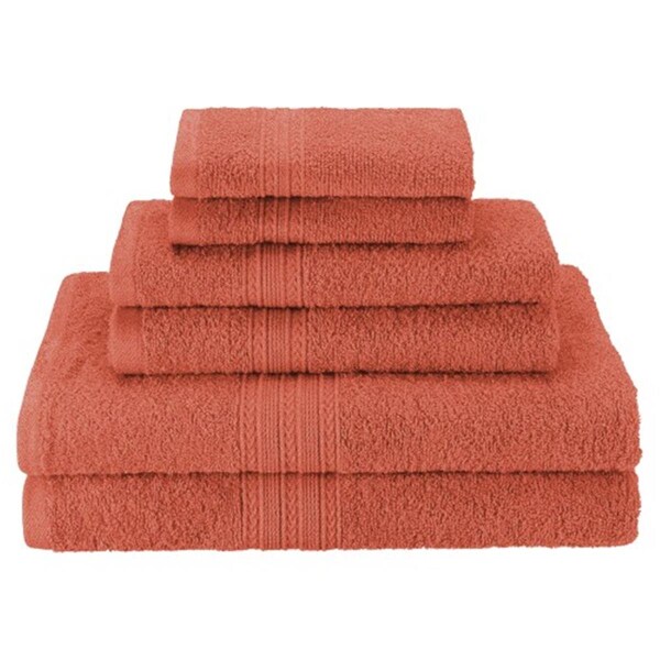 Superior Superior EF-6 PC SET CO Eco-Friendly 100 Percent Ringspun Cotton Towel Set - Coral; 6 Pieces - EF-6 PC SET CO