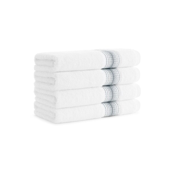 Monarch Brands Turkish Hand Towels, 18in x 32in, Striped , Slate, 4PK - PNP-HT-STT-1832-5-4-SLT