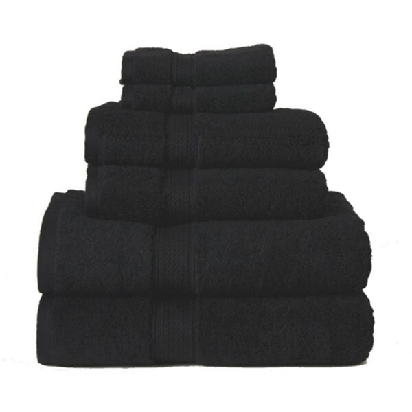 Superior 900GSM Egyptian Cotton 6-Piece Towel Set  Black - 900GSM 6 PC SET BK