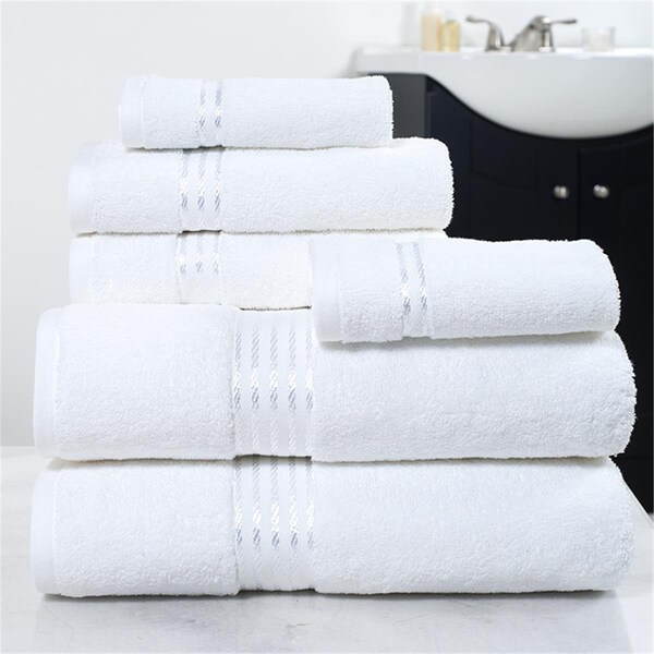 Lavish Home Lavish Home  Cotton 100 Percent Hotel Towel Set, White - 6 Piece - 67-0016-W
