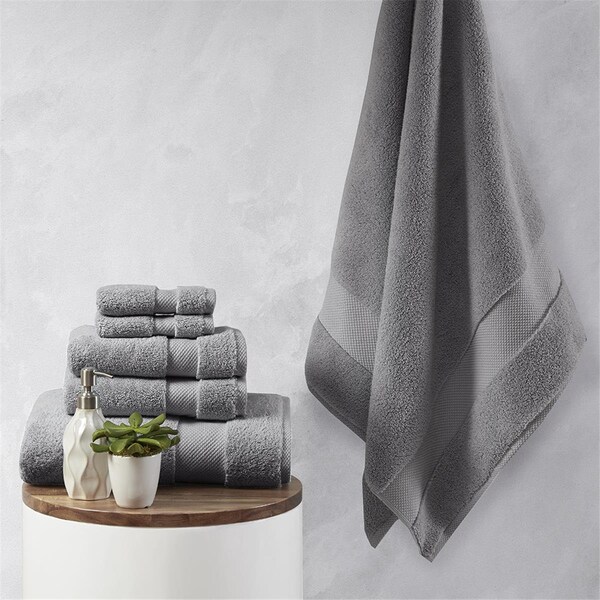Madison Park Charcoal 100 Percent Cotton Towel Set, 6 Piece - MPS73-470