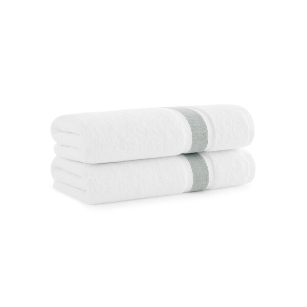 Monarch Brands Aegean Recycled Bath Towels 30in x 60in - Stripe, Dark Sage Green, 2PK - P-BT-RT-3060-DS