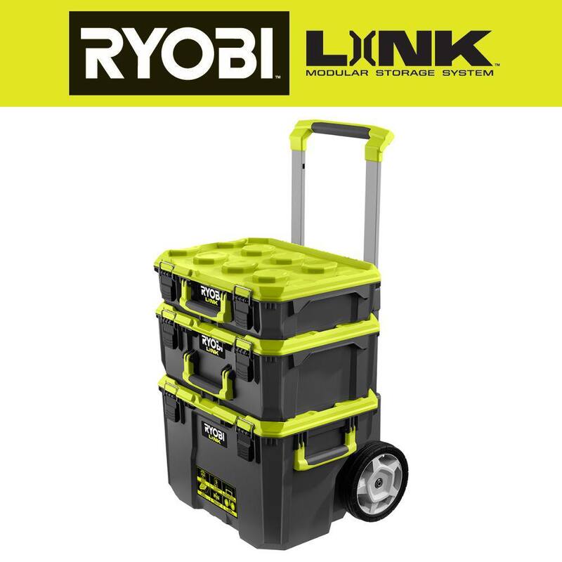 RYOBI 22.2 in. LINK Rolling Tool Box with LINK Medium Tool Box and LINK Standard Tool Box - STM201-STM102-STM101
