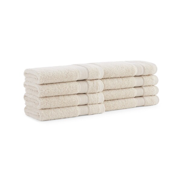 Monarch Brands Aegean Recycled Washcloths 13in x 13in - Solid, Beige, 8PK - P-WC-RO-1313-BG