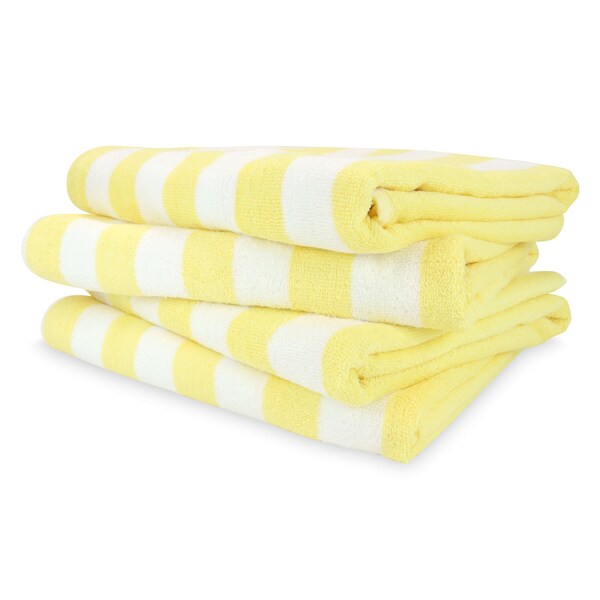 Monarch Brands California Cabana Towels, 30in x 70in , Yellow, 4PK - PNP-CABANA-YL