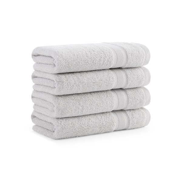 Monarch Brands Aegean Recycled Hand Towels 18in x 30in - Solid, Light Gray, 4PK - P-HT-RO-1830-LG