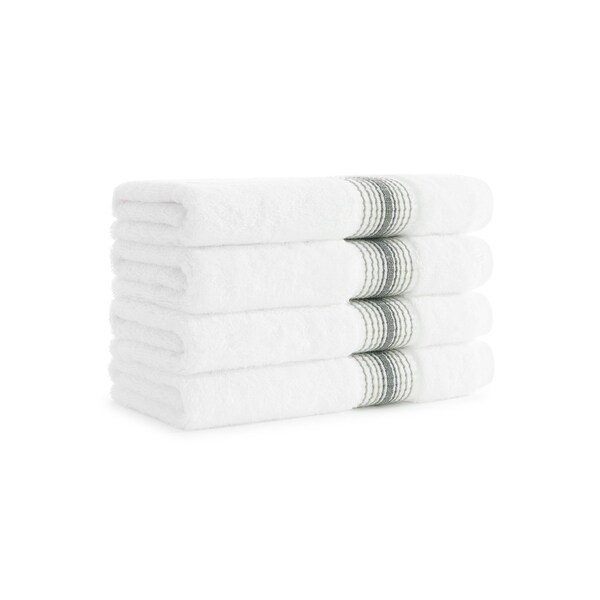Monarch Brands Turkish Hand Towels, 18in x 32in, Striped , Sage Green, 4PK - PNP-HT-STT-1832-5-4-SGE