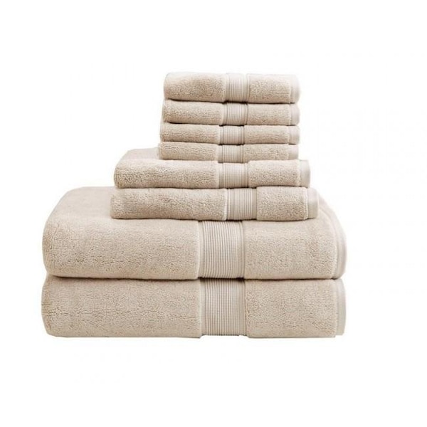 Madison Park Signature Madison Park MPS73-190 800Gsm 100 Percent Cotton Towel; Natural - 8 Piece Set - MPS73-190