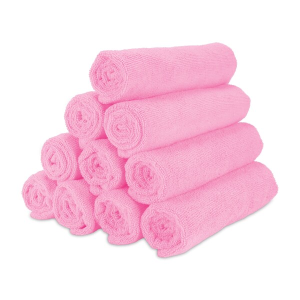 Monarch Brands Microfiber Hand Towels, 16in x 27in - Pink, 12PK - PNP915105P