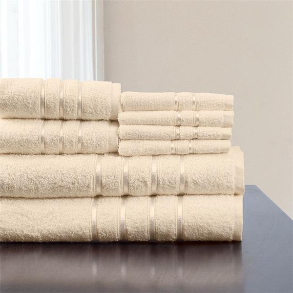 Lavish Home Lavish Home 67-0013-B 12 x 11.75 in. 100 Percent Cotton Plush Bath Towel Set; Bone - 8 Piece - 67-0013-B