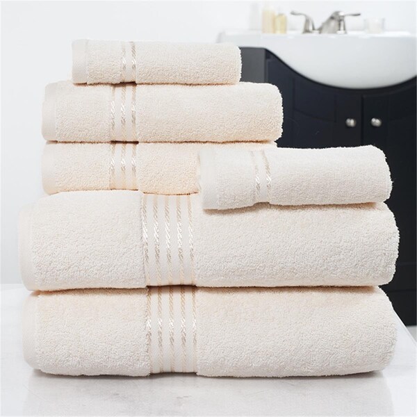 Lavish Home Lavish Home  Cotton 100 Percent Hotel Towel Set, Ivory - 6 Piece - 67-0016-I