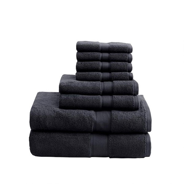 Madison Park Cotton Towel Set - Black, 8-Piece Set - MPS73-320