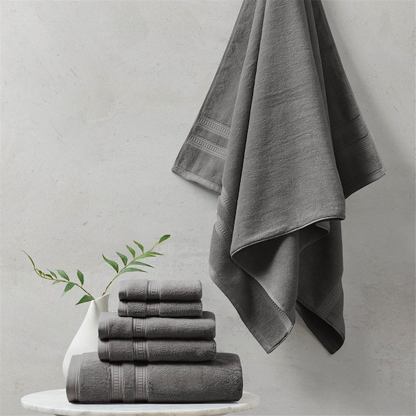 Beautyrest Charcoal 100 Percent Cotton Feather Soft Towel Set, 6 Piece - BR73-2440