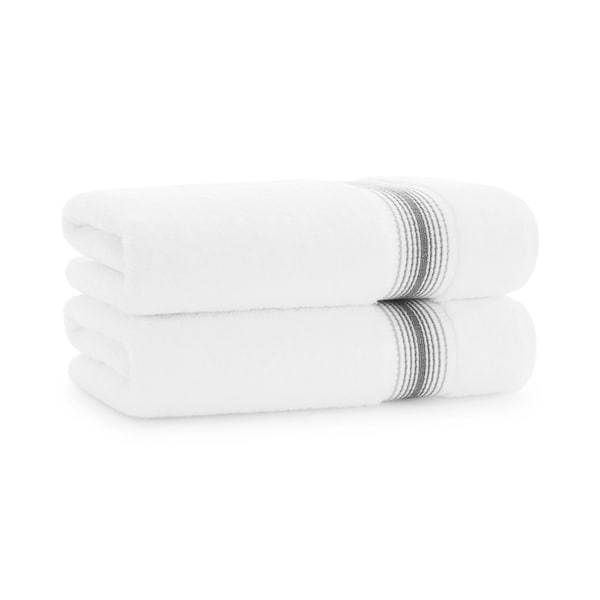 Monarch Brands Turkish Bath Towels, 30in x 60in, Striped , Pewter, 2PK - PNP-BT-STT-3060-18-PTR