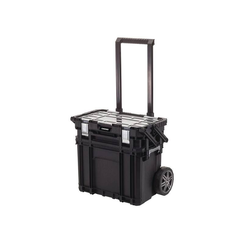 Husky Connect Stackable Portable Cantilever 22 Removable Compartment Small Tool and Parts Organizer With Steel Handle - 230379