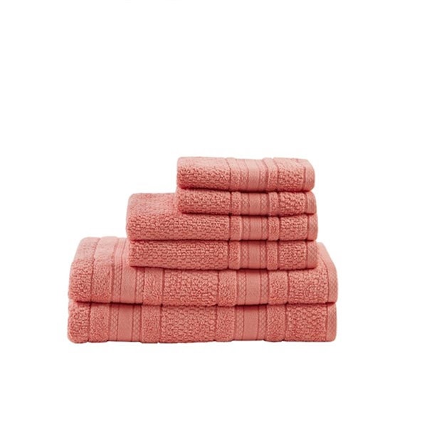 Madison Park Adrien Super Soft Cotton Towel Set - Coral, 6 Piece - MPE73-664