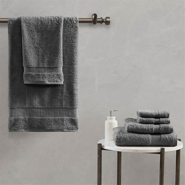 Madison Park Signature 100 Percent Egyptian Cotton Towel Set, Charcoal, 30 x 54 in., 6 Piece - MPS73-477