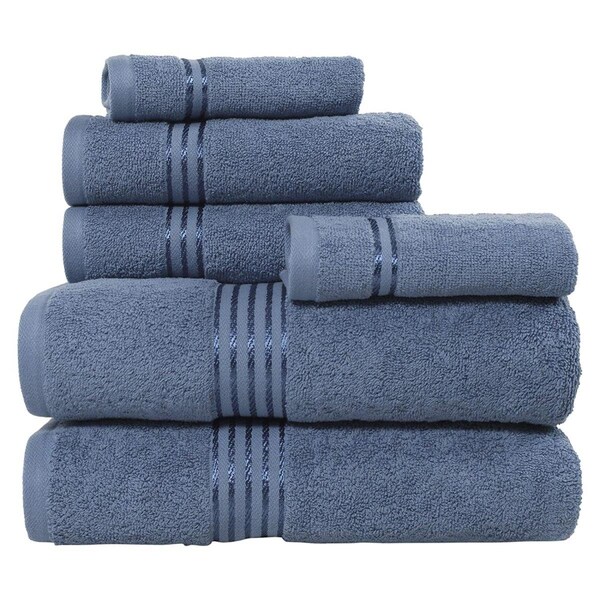 Bedford Home 100 Percent Cotton Hotel 6 Piece Towel Set - Light Blue - 67A-01820