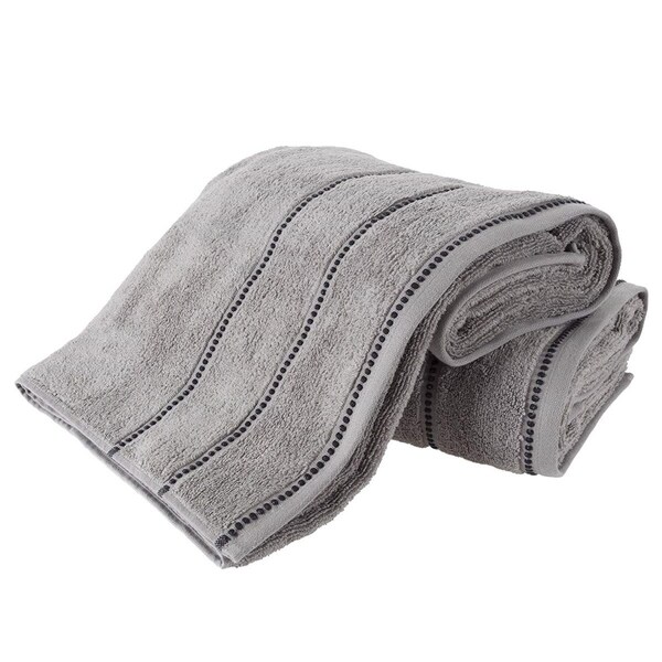 Bedford Home Luxury Cotton Towel Set Silver & Black - 2 Piece - 67A-82696