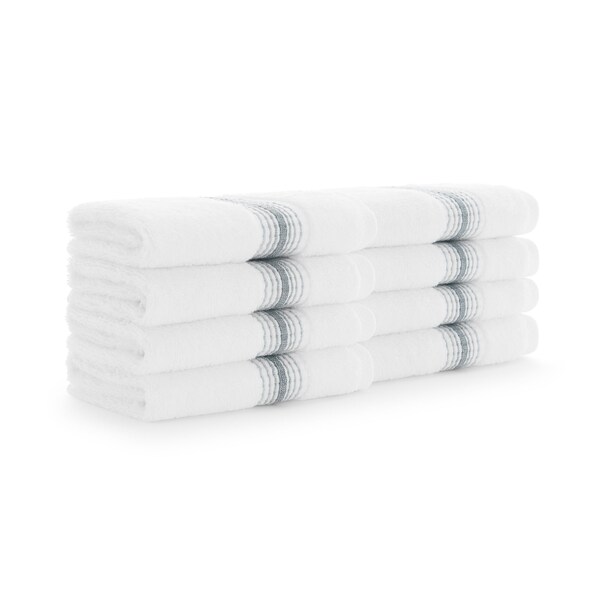 Monarch Brands Turkish Washcloths, 13in x 13in, Striped , Slate, 8PK - PNP-WC-STT-1313-1-75-SLT