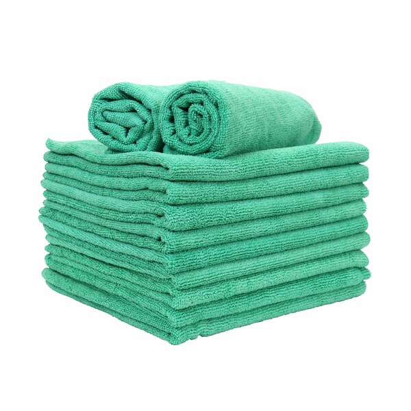 Monarch Brands Microfiber Hand Towels, 15in x 24in - Green, 12PK - PNP915210G