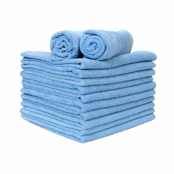 Monarch Brands Microfiber Hand Towels, 15in x 24in - Blue, 12PK - PNP915210B