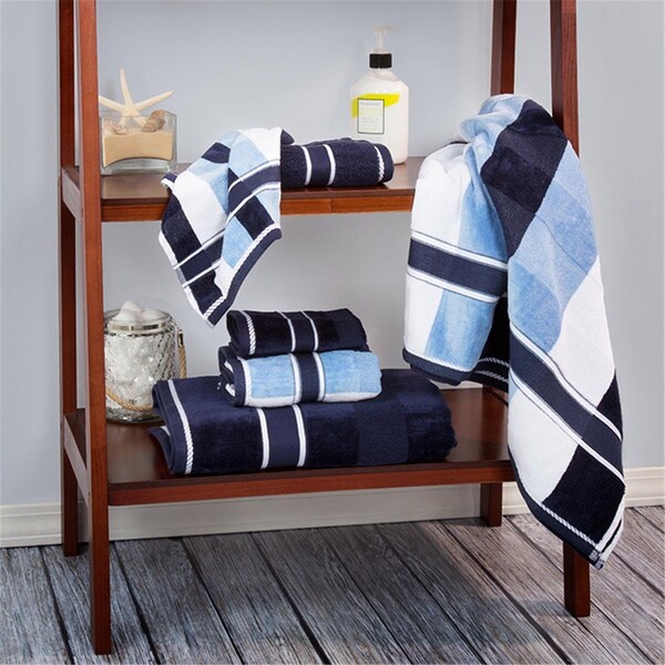 Daphnes Dinnette Oakville Velour Towel Set - Navy - 6 Piece - DA3299159