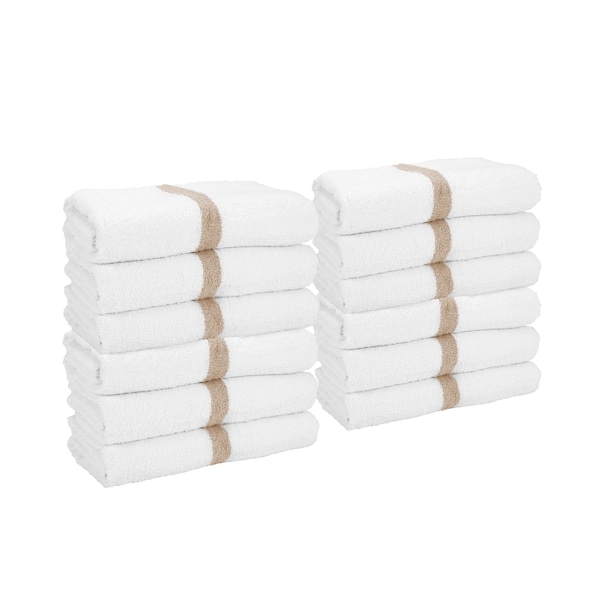 Monarch Brands Gym Power Bath Towels , Beige, 12PK - PNP-PWR-2244-6BGCS
