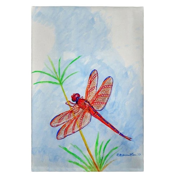 Betsy Drake Betsy Drake GT773 20 x 20 in. Red Dragonfly Guest Towel - GT773