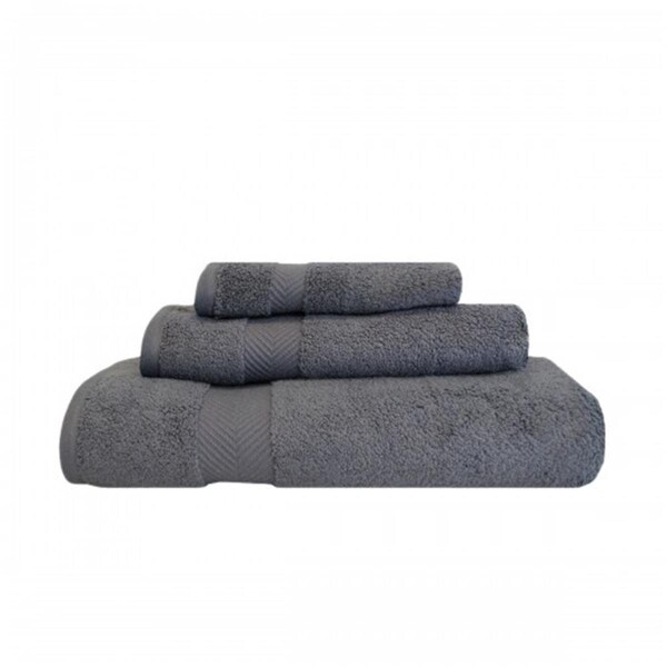 Superior Zero Twist Cotton Towel Set - Grey, 3 Pieces - ZT 3 PC SET GR
