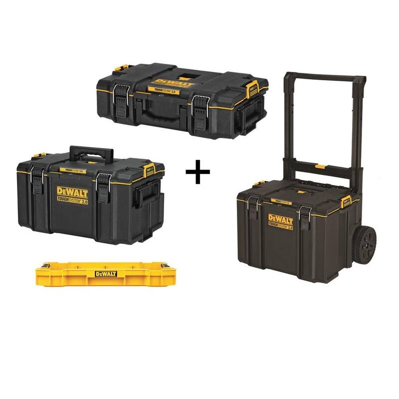 DEWALT TOUGHSYSTEM 2.0 22 in. Small Tool Box, 22 in. Large Tool Box, 24 in. Mobile Tool Box, and Shallow Tool Tray - DWST08165005010