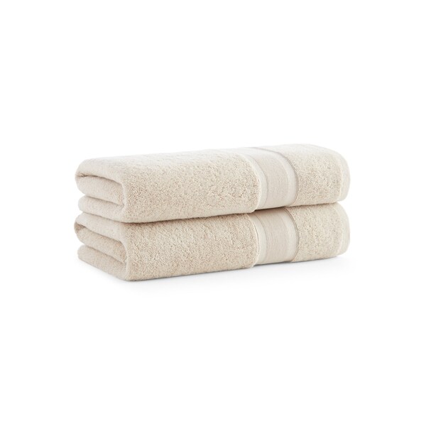 Monarch Brands Aegean Recycled Bath Towels 30in x 60in - Solid, Beige, 2PK - P-BT-RO-3060-BG