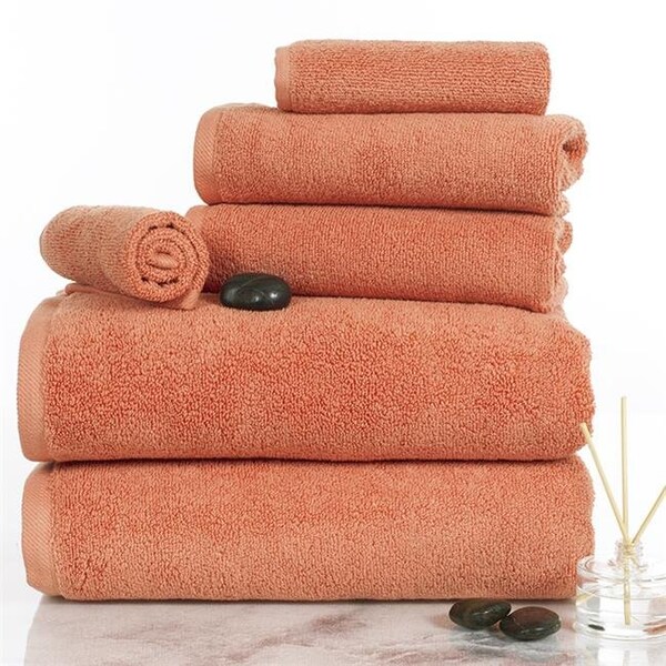 Lavish Home Lavish Home 67-0017-BRI 6 Piece Cotton Towel Set; Brick - 67-0017-BRI