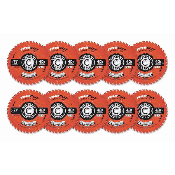 Crescent 7-1/4" x 40-Tooth FineCut™ Finishing Circular Saw Blade - 10 Pack - CSBFN-740-10