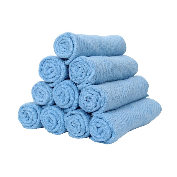 Monarch Brands Microfiber Hand Towels, 16in x 27in - Blue, 12PK - PNP915105B