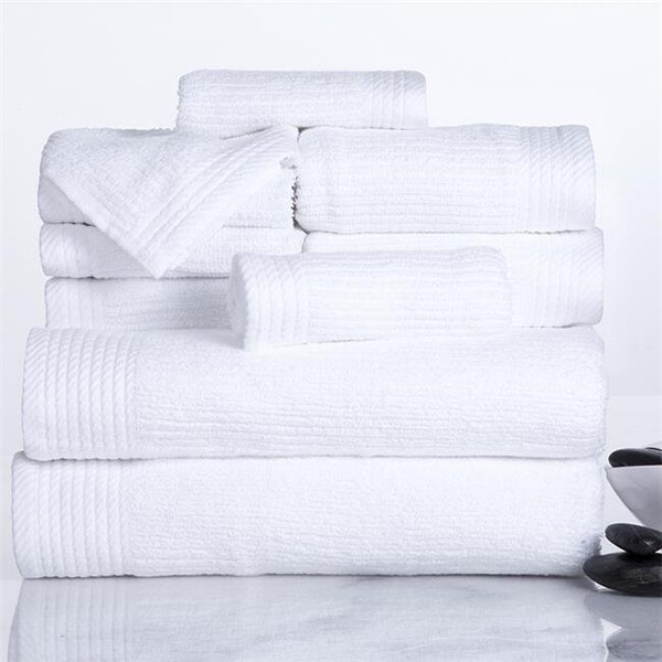 Lavish Home Lavish Home 67-0021-W Ribbed 100 Percent Cotton Towel Set; White - 10 Piece - 67-0021-W
